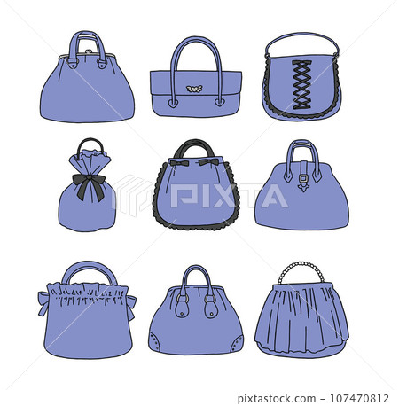 Blue handbag illustration set 107470812