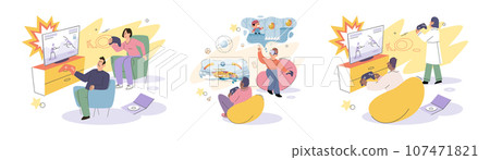 Game together. Family fun. Friendship time. Vector illustration. Family time dedicated to playing games time well spent Board games serve as bridge between generations, connecting young and old 107471821