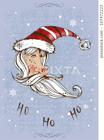 Christmas card with Santa Claus. Ho ho ho. Vector. 107472222
