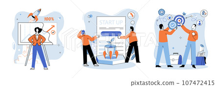 Successful project launch. Vector illustration. Project launch startup, initial step into world filled with opportunities A development project idea, fertile seed ready to germinate Project launch Successful project launch. Vector illustration. Project launch startup, initial step into world filled with opportunities A development project idea, fertile seed ready to germinate Project launch 107472415