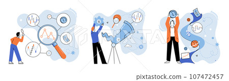 Promotion discount sale. Vector illustration. Flash sale online, rocket launch in world of steady e-commerce Sales index, DNA test of market identity Forecast of future sales, blueprint of business Promotion discount sale. Vector illustration. Flash sale online, rocket launch in world of steady e-commerce Sales index, DNA test of market identity Forecast of future sales, blueprint of business 107472457