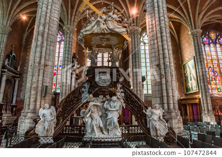 Interiors of Saint Bavon cathedral, Ghent, Belgium Interiors of Saint Bavon cathedral, Ghent, Belgium 107472844