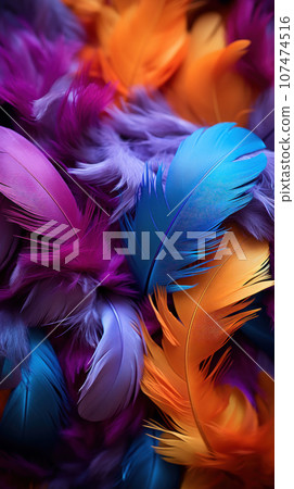 Brightl multi-colored feathers 107474516