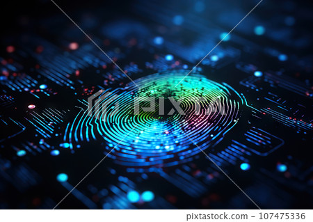 Securing Identity Exploring Digital Biometrics Fingerprint Verification Data for Enhanced Authentication. created with Generative AI 107475336