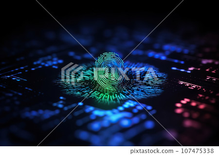 Securing Identity Exploring Digital Biometrics Fingerprint Verification Data for Enhanced Authentication. created with Generative AI 107475338