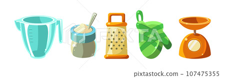 Cooking Tool and Kitchenware for Culinary Use Vector Set 107475355
