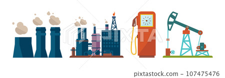 Oil and Fuel Resources Industrial Production Vector Set Oil and Fuel Resources Industrial Production Vector Set 107475476