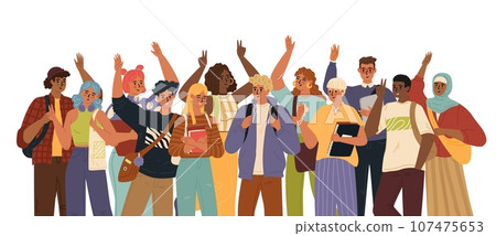 International diverse group of happy student characters International diverse group of happy student characters 107475653