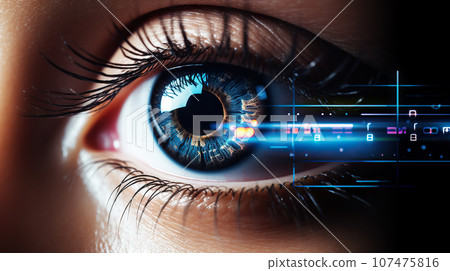 Advanced Eye Technology Holographic Surveillance, Digital ID Verification, and Lasik Vision Correction. created with Generative AI 107475816