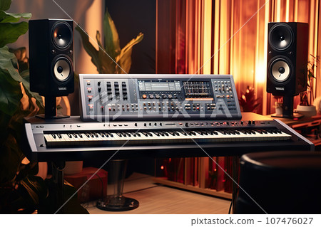 Symphony of Sound Modern Recording Studio Interior with Cutting-Edge Music Production Equipment. created with Generative AI 107476027