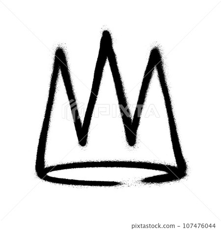 Sprayed crown with overspray in black over white. Vector illustration. 107476044