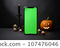 Halloween background with phone with copy space 107476046