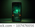 Halloween background with phone with copy space 107476056