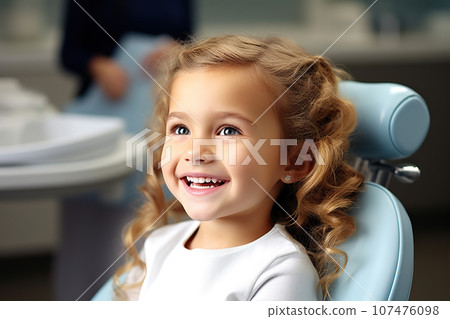 Little Girl at a Children's Dentist Office, Ensuring Healthy Teeth and a Beautiful Smile. created with Generative AI 107476098