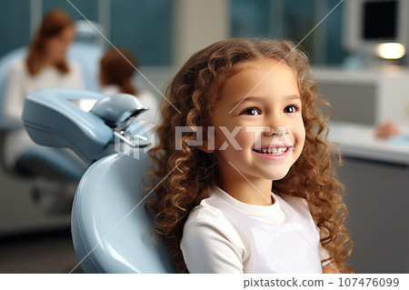 Little Girl at a Children's Dentist Office, Ensuring Healthy Teeth and a Beautiful Smile. created with Generative AI 107476099