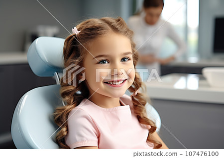 Little Girl at a Children's Dentist Office, Ensuring Healthy Teeth and a Beautiful Smile. created with Generative AI 107476100