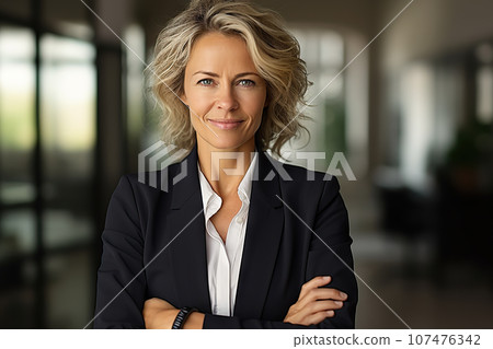 Good Looking Mid Aged Woman Portrait At Home. Elegant Business