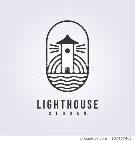 lighthouse sticker logo vector outline illustration design 107477401