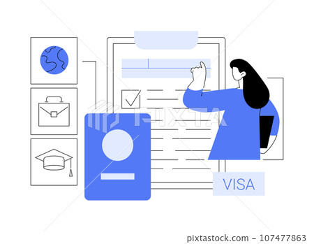 Fill in visa application form abstract concept vector illustration. Fill in visa application form abstract concept vector illustration. 107477863