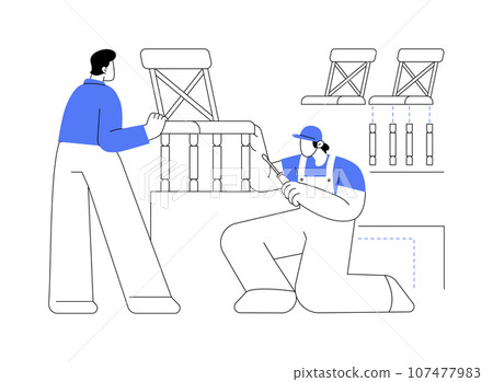 Furniture assembling abstract concept vector illustration. Furniture assembling abstract concept vector illustration. 107477983