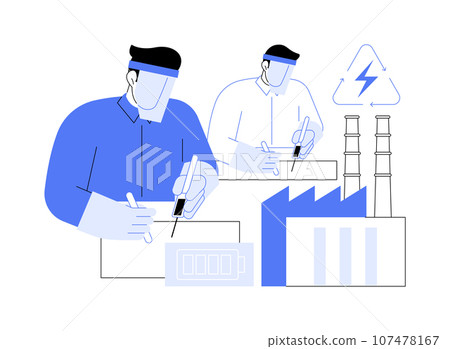 Battery recycling plant abstract concept vector illustration. Battery recycling plant abstract concept vector illustration. 107478167