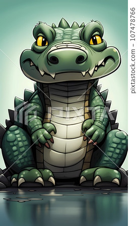 3D crocodile cartoon character design illustration  107478766