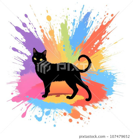 AI-generated colorful cat title 107479652