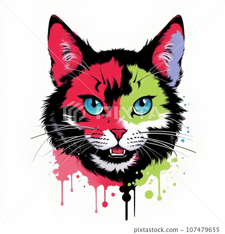 AI-generated colorful cat title 107479655