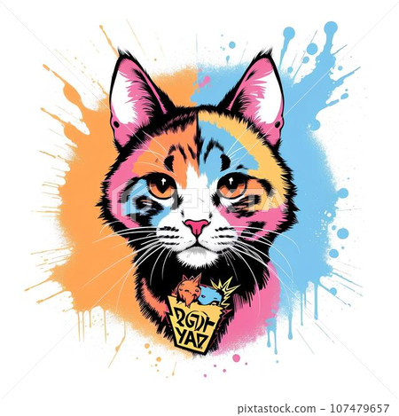 AI-generated colorful cat title 107479657