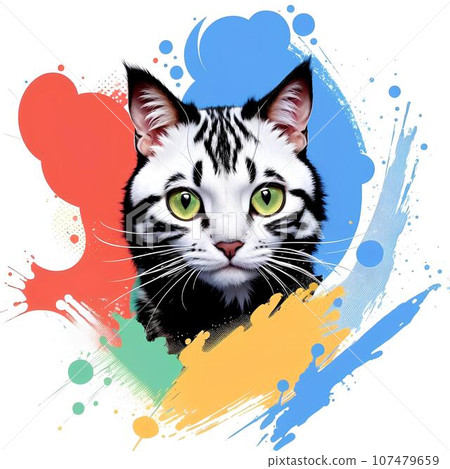 AI-generated colorful cat title 107479659