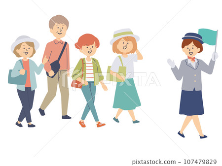 遊客和導遊插畫 遊客和導遊插畫 107479829