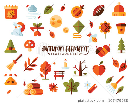 Autumn season flat icons set. The element collections can be used in social media post, web design app design and more. Autumn season flat icons set. The element collections can be used in social media post, web design app design and more. 107479988
