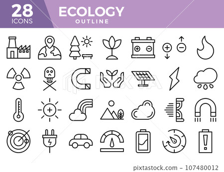 Ecology  outline icons set. The collections include for web design ,app design, UI design,business and finance ,network and communications and other. 107480012