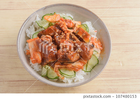 Bonito and kimchi gochujang bowl 107480153