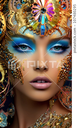 手绘唯美的拉丁美洲土著女人插画 107480295