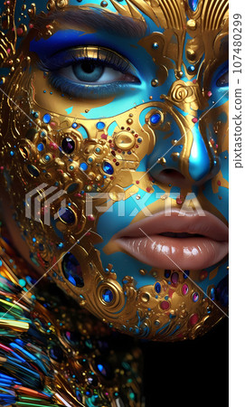 手绘唯美的拉丁美洲土著女人插画 107480299