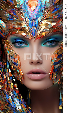 手绘唯美的拉丁美洲土著女人插画 107480302