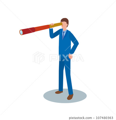 一個人透過望遠鏡觀察 一個人透過望遠鏡觀察 107480363