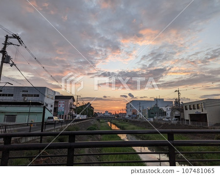 Landscape with sunset 107481065