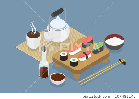 3D Isometric Flat Vector Conceptual Illustration of Japan Restaurant 107481143