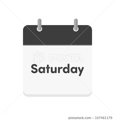 週六文字和日曆圖示-簡單週六圖片素材-英文 107481179