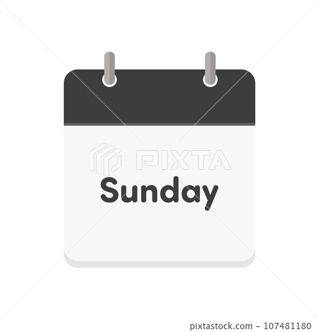 週日文字和日曆圖示-簡單的星期日和假日圖片素材-英文 107481180