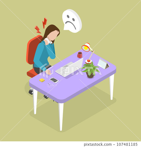 3D Isometric Flat Vector Conceptual Illustration of Neck Pain 3D Isometric Flat Vector Conceptual Illustration of Neck Pain 107481185