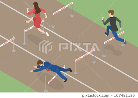 3D Isometric Flat Vector Conceptual Illustration of Obstacles Overcoming 107481186