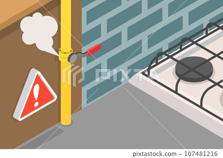 3D Isometric Flat Vector Icon of Gas Leak 107481216
