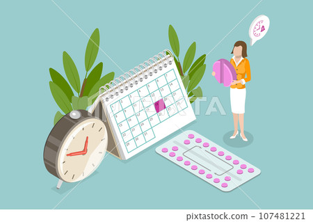 3D Isometric Flat Vector Conceptual Illustration of Contraception Pills 107481221