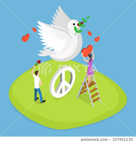 3D Isometric Flat Vector Icon of Peace International Day 107481230