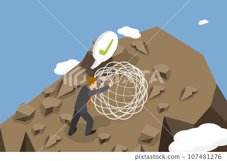 3D Isometric Flat Vector Conceptual Illustration of Overcoming Difficulties 107481276
