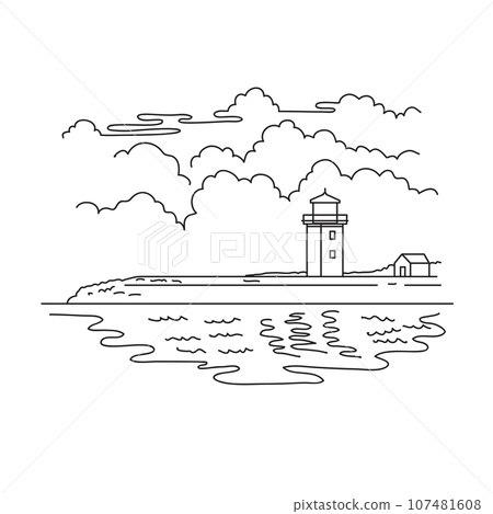 Long Point Light Station in Provincetown Massachusetts USA  Mono Line Art 107481608