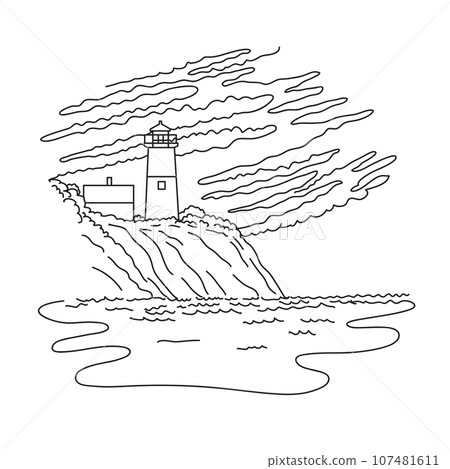 Nauset Light or Lighthouse on Cape Cod Massachusetts USA  Mono Line Art 107481611
